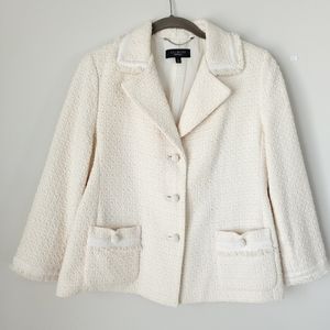 Talbots Women's Cream Tweed Jacket Cream Size 12